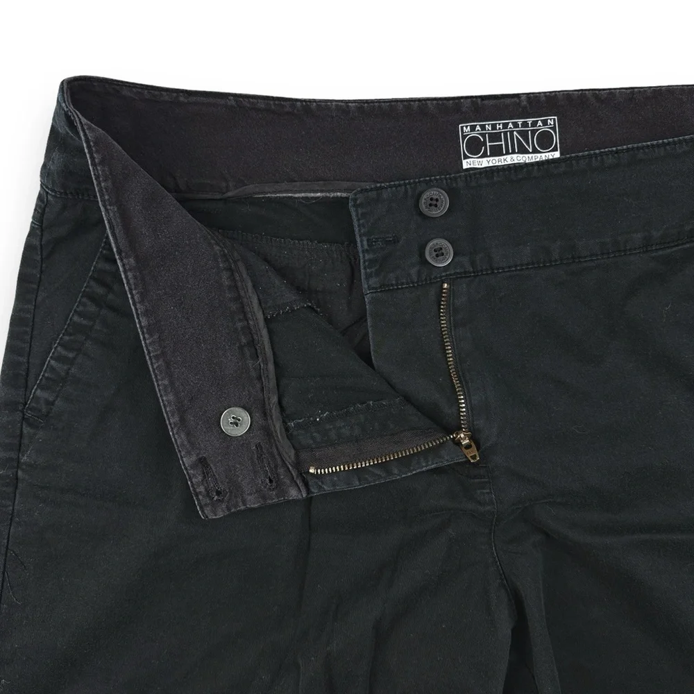 New York & Company Shorts Womens 18 Manhattan Chino Black Cotton Spandex Stretch